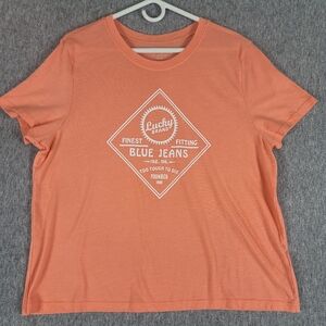 Lucky Brand Grapic Logo T-Shirt Peach Wmn's XL